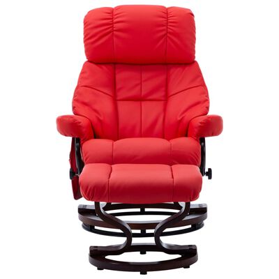 vidaXL masāžas krēsls, atgāžams, sarkana mākslīgā āda, liekts koks