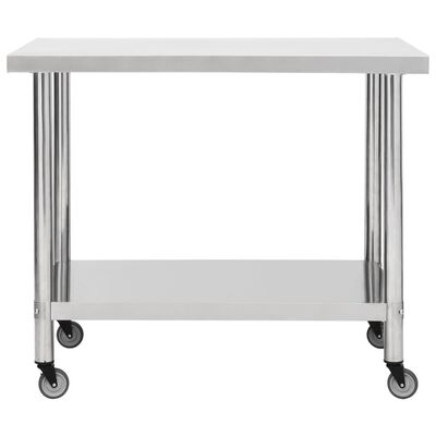 vidaXL virtuves darba galds, 100x30x85 cm, nerūsējošs tērauds