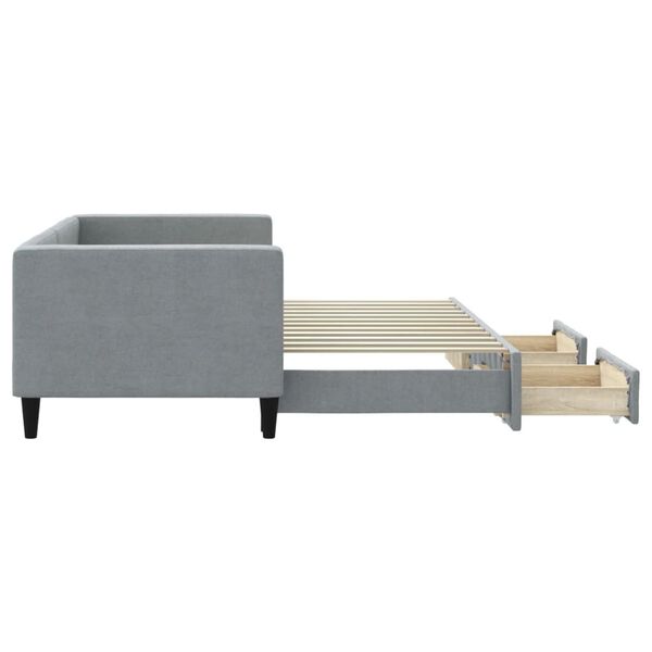 vidaXL izvelkams dīvāns ar atvilktnēm, gaiši pelēks, 80x200 cm, audums