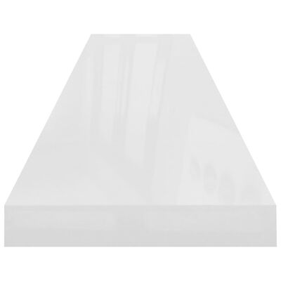 vidaXL sienas plaukti, 2 gab., spīdīgi balti, 120x23,5x3,8 cm, MDF