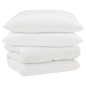 vidaXL Ziemas gultas sega ar spilvenu 3 pcs Balts Mikro&scaron;ķiedra