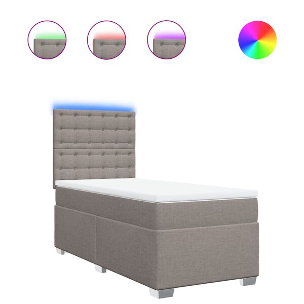 vidaXL atsperu gulta ar matraci, pelēkbrūns, 90x190 cm, audums