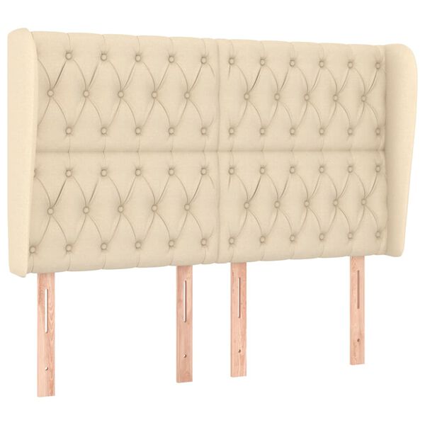 vidaXL galvgalis ar malām, 163x23x118/128 cm, krēmkrāsas audums