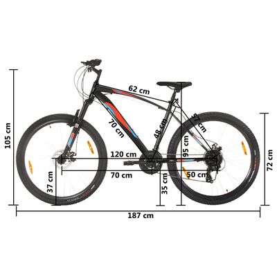 vidaXL kalnu velosipēds, 21 ātrums, 29'', 48 cm rāmis, melns