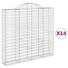 vidaXL arkveida gabiona grozi, 14gb., 200x30x180/200cm, cinkota dzelzs