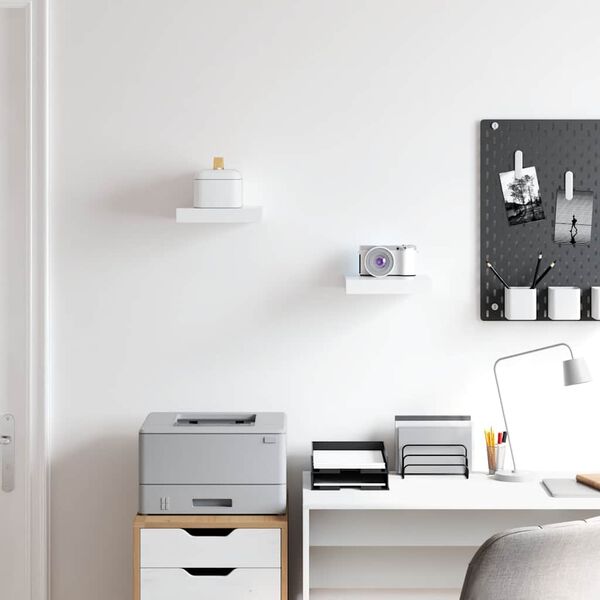 vidaXL sienas plaukti, 2 gab., balti, 23x23,5x3,8 cm, MDF