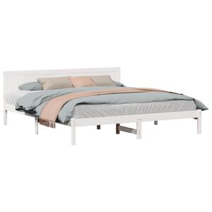 vidaXL Gultas rāmis Balts 200 x 200 cm Priedes masīvkoks