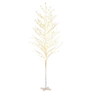 vidaXL mākslīgais bērzs, balts, 672 silti baltas LED, 400 cm