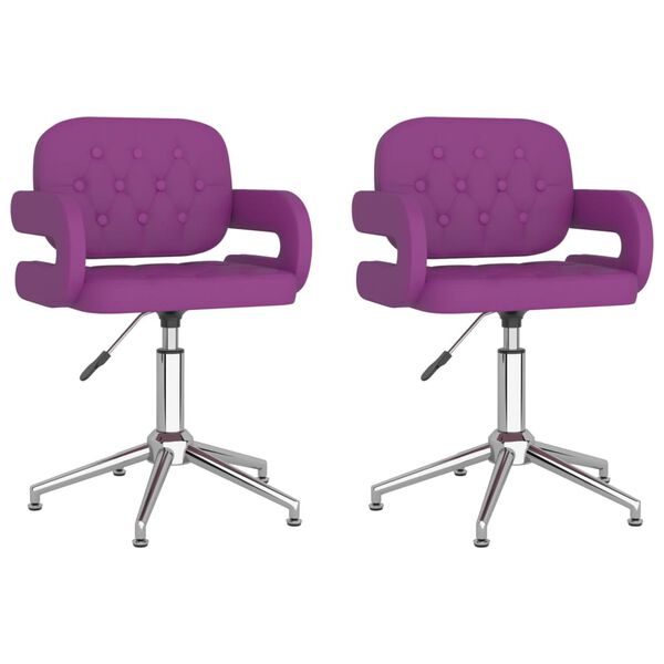 vidaXL grozāmi virtuves krēsli, 2 gab., violeta mākslīgā āda