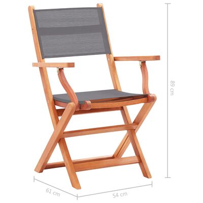 vidaXL dārza krēsli, 4 gab., pelēki, eikalipta masīvkoks un tekstilēns