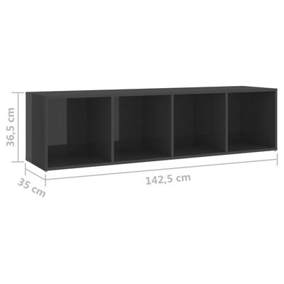 vidaXL TV plaukti, 2 gab., pelēki, 142,5x35x36,5 cm, skaidu plāksne