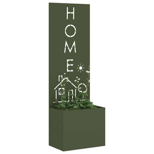 vidaXL Dārza privātuma ekrāns Izriezts raksts Olīvu zaļa 50 x 140 cm