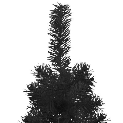 vidaXL mākslīgā Ziemassvētku egle ar statīvu, pusapaļa, melna, 150 cm