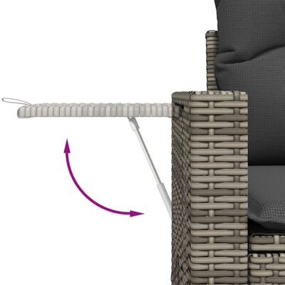vidaXL 8-daļīgs dārza dīvāna komplekts ar matračiem, pelēks PE pinums