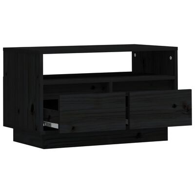 vidaXL TV skapītis, melns, 60x35x37 cm, priedes masīvkoks