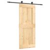 vidaXL Slīdo&scaron;ās durvis Dabiska un melna 85 x 210 cm Cieta priedes koks
