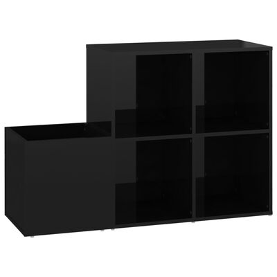 vidaXL apavu skapis, spīdīgi melns, 105x35,5x70 cm, skaidu plāksne