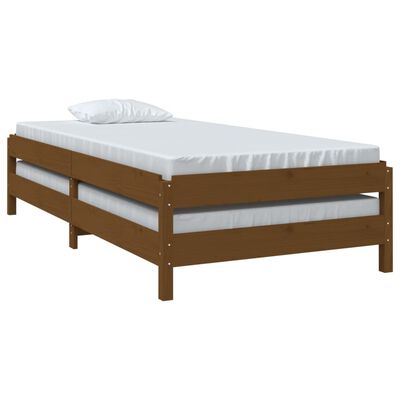 vidaXL gulta, medus brūna, 75x190 cm, priedes masīvkoks