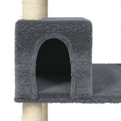 vidaXL kaķu māja ar sizala stabiem nagu asināšanai, 141 cm, pelēka