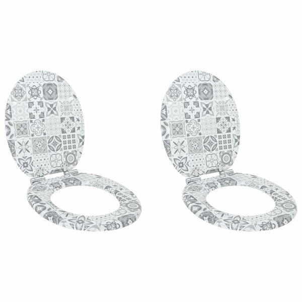 vidaXL Tualetes sēdeklis 2 pcs Zils un balts porcelāns 44 x 38 cm