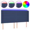 vidaXL gultas galvgalis ar LED, 183x16x118/128 cm, zils audums