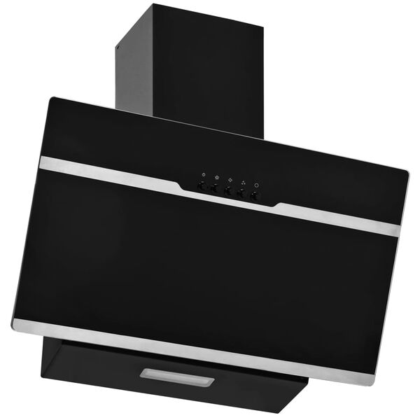 vidaXL tvaika nosūcējs, 60 cm, tērauds, rūdīts stikls, melns