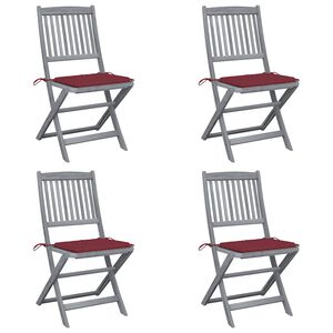 vidaXL 4 saliekamie krēsli ar spilveniem, masīvs akācijas koks