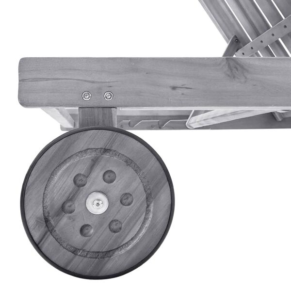 vidaXL dārza sauļo&scaron;anās zvilnis ar matraci, pelēks, akācijas masīvkoks