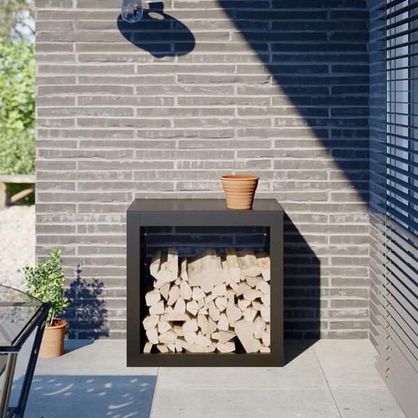 vidaXL malkas uzglabā&scaron;anas statīvs, melns, 60x40x60 cm, tērauds