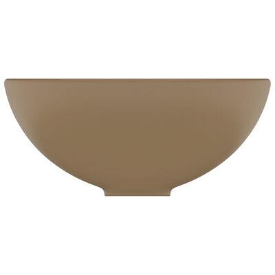 vidaXL izlietne, apaļa, 32,5x14 cm, matēta krēmkrāsas keramika