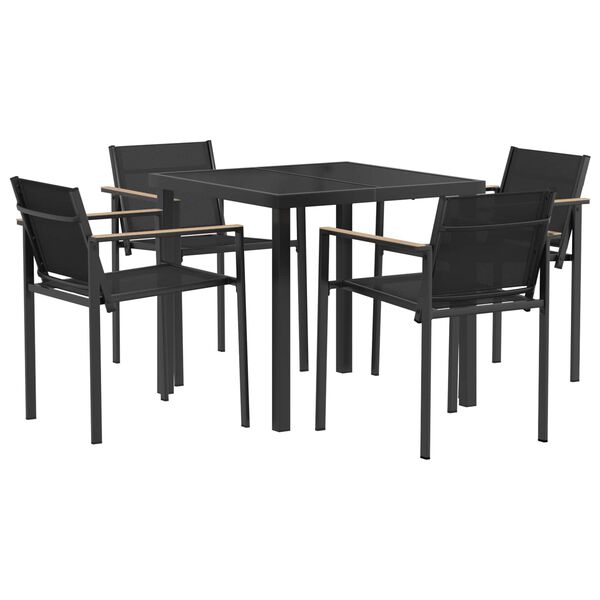 vidaXL Āra mēbeļu komplekts 5 pcs Melns un Anthracite 80 x 80 x 73 cm