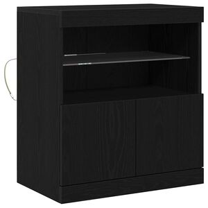 vidaXL LED sānu galds Melna 60,5 x 37 x 67 cm Inženierijas koks