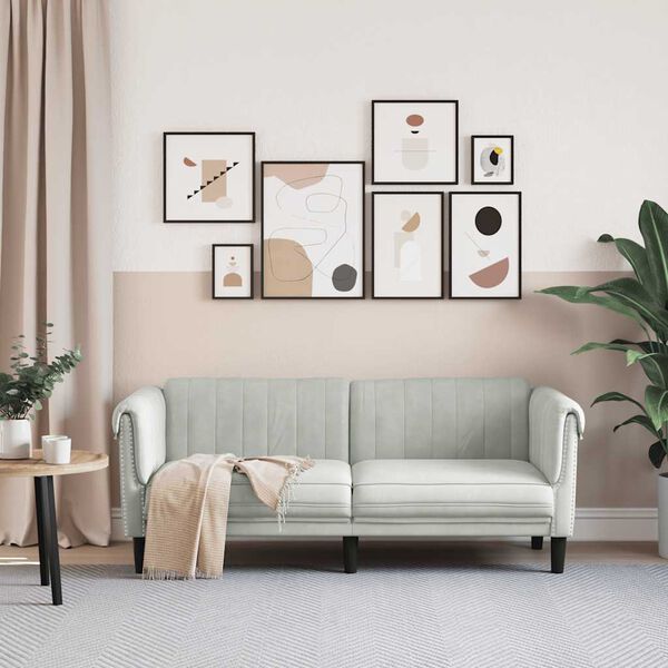 vidaXL divvietīgs dīvāns, gai&scaron;i pelēks samts