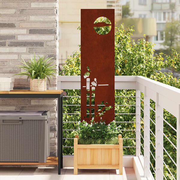 vidaXL Dārza privātuma ekrāns Rūsa 32 x 140 cm Novecināts tērauds