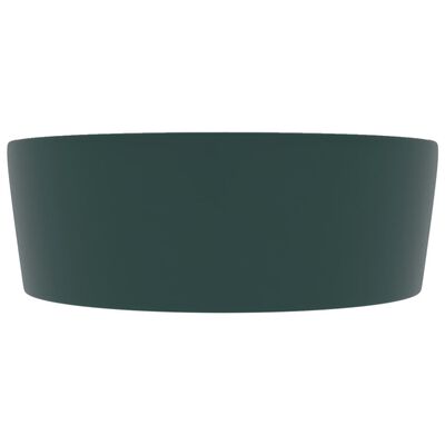 vidaXL izlietne ar noteci, 36x13 cm, matēta tumši zaļa keramika