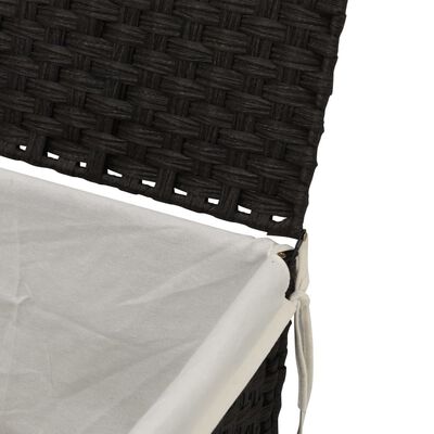 vidaXL veļas grozs ar vāku, melns, 55,5x35x34 cm, mākslīgā rotangpalma