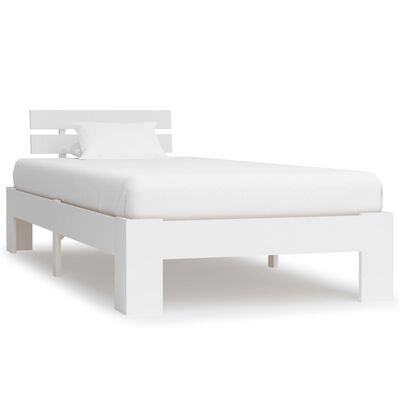 vidaXL gultas rāmis, balts, priedes masīvkoks, 100x200 cm