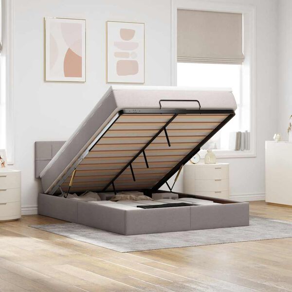 vidaXL Osmaņu gulta ar matraci un gaismas diodēm Taupē 140x200 cm