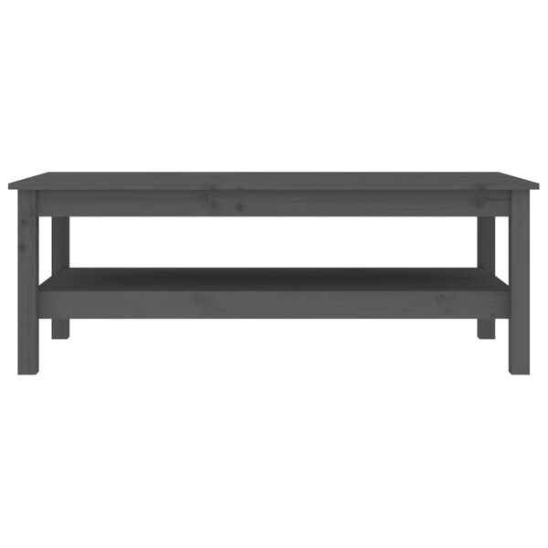 vidaXL kafijas galdiņ&scaron;, pelēks, 110x50x40 cm, priedes masīvkoks