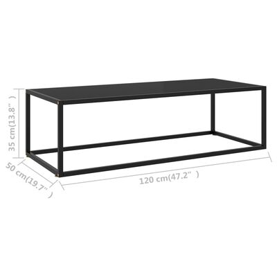 vidaXL kafijas galdiņš, melns, 120x50x35 cm, stikls