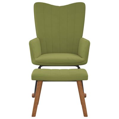 vidaXL šūpuļkrēsls ar kāju balstu, gaiši zaļš samts