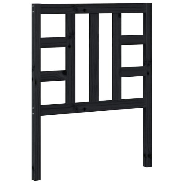 vidaXL gultas galvgalis, melns, 81x4x100 cm, priedes masīvkoks