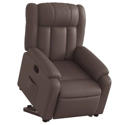 vidaXL atpūtas krēsls, paceļams, atgāžams, brūna mākslīgā āda