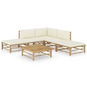 vidaXL 6-daļīgs dārza atpūtas mēbeļu komplekts ar matračiem, bambuss