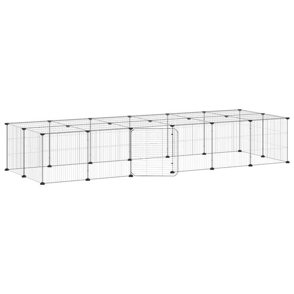 vidaXL 28 paneļu mājdzīvnieku būris ar durvīm, melns, 35x35cm, tērauds