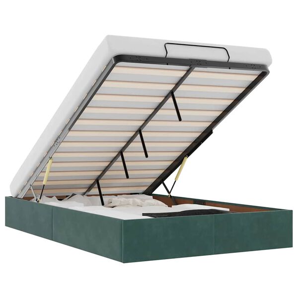 vidaXL Osmaņu gultas rāmis bez matrača tum&scaron;i zaļ&scaron; 120x190 cm samts