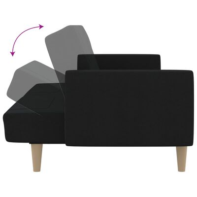 vidaXL 2-vietīga dīvāngulta, melns audums