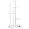 vidaXL 5 stāvu puķu statīvs ar riteņiem, 44x23x100 cm, balts dzelzs