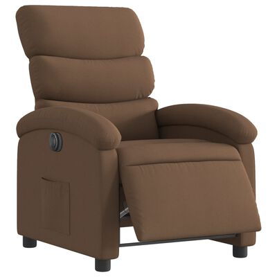 vidaXL elektrisks atpūtas krēsls, atgāžams, brūns audums
