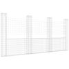 vidaXL gabionu siena ar 4 stabiem, U-forma, dzelzs, 380x20x200 cm